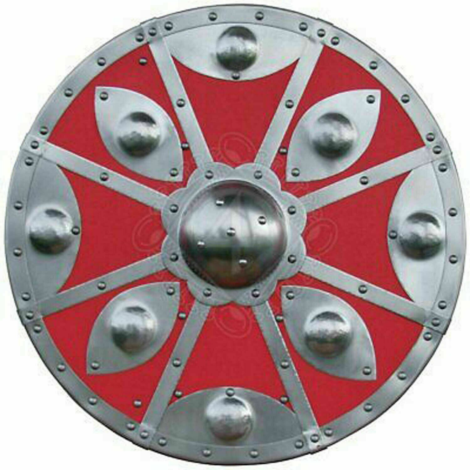 Round shield Medieval Larp Warrior Wood & Steel Viking Armor Templar Shield Gift