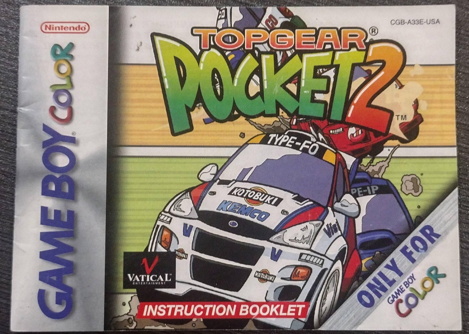 Top Gear Pocket 2 -- Gameboy Color-- Instruction Manual Only