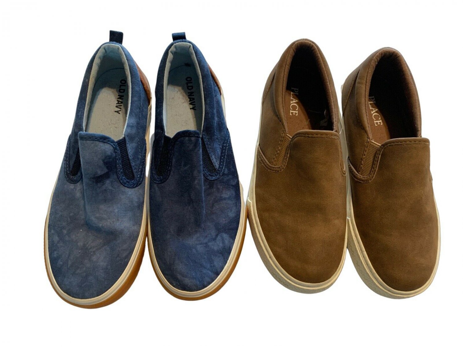 Old Navy Childrens Place casual slip on canvas shoes boys size 2 Set Of 2 Pairs