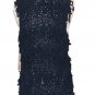 RONDINA Etcetera Navy Blue Fringed Boho Hand Knit Vest - Size M