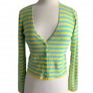 RONDINA New York NWT Stretch Blue Yellow Cardigan Sweater Size Medium
