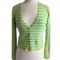 RONDINA New York NWT Stretch Blue Yellow Cardigan Sweater Size Medium