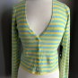 RONDINA New York NWT Stretch Blue Yellow Cardigan Sweater Size Medium