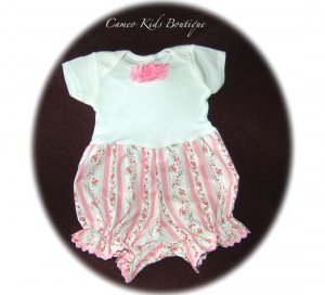 Baby - Infant - Baby Bubble - Suit - Play Suit - Pink Roses - Pink Stripes