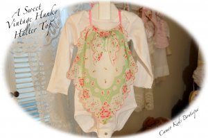 Recycled - Vintage Hanky - Halter Top - Little Girls