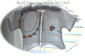 Vintage Inspired - Embroidered Linen Baby Jacket 0 - 3M