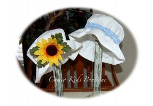 Vintage Style Floppy Sun Hat - Little Boy - Blue Gingham Band