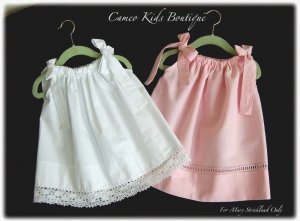 Custom Order  for Mary Stricklen Only - 2 Vintage Pillowcase Dresses with Fabric Ties