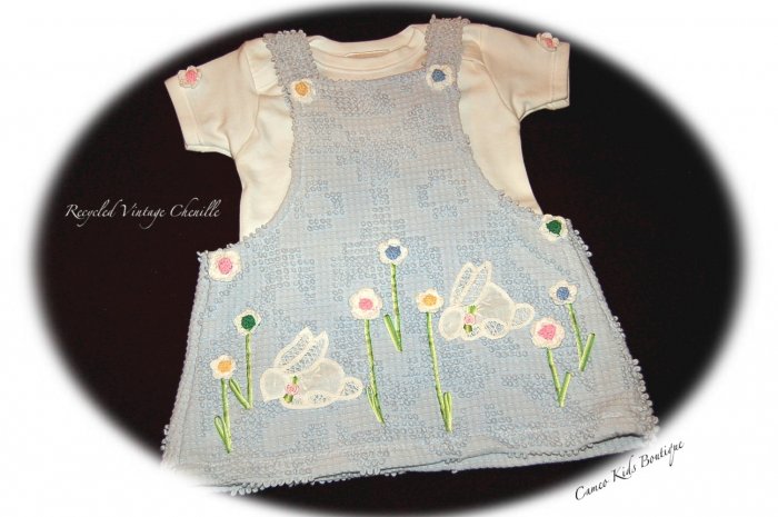 Sweet Baby Vintage Chenille Jumper with Tee - Darling Bunnies