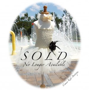 Elegant - Cream and Black - Toddler Tutu Dress - Wedding Tutu - Matching Headband