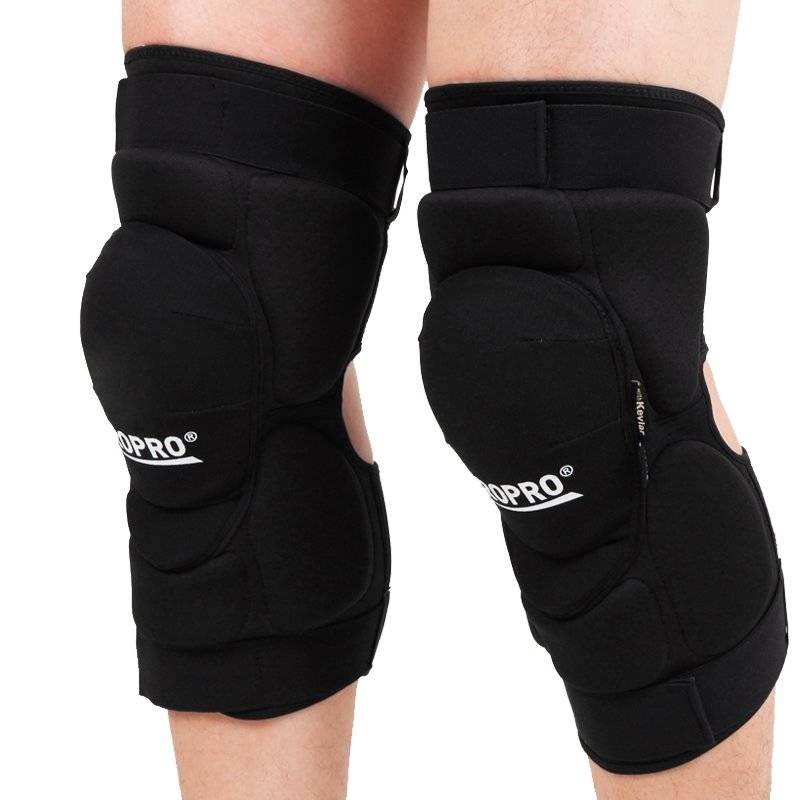 Black Kevlar Fabric Motorcycle Riding Outdoor Sports Knee Pads With PE Shell EVA