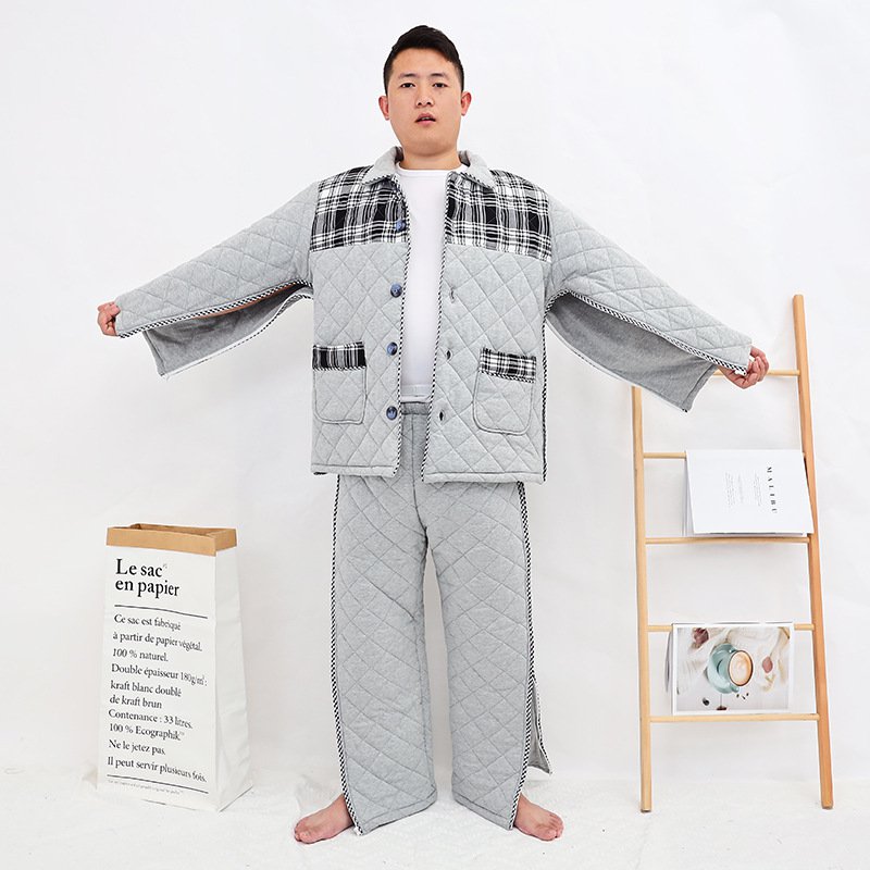 Sick Gown Easy To Put On Take Off Thick Cotton-Padded Coat Jacket Trousers For Rehabilitation