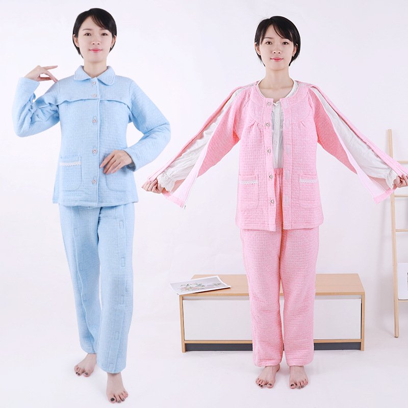 Winter Zipper Warm Sick Gown Easy To Put On For Long-Term Bedridden Fractures Postoperative