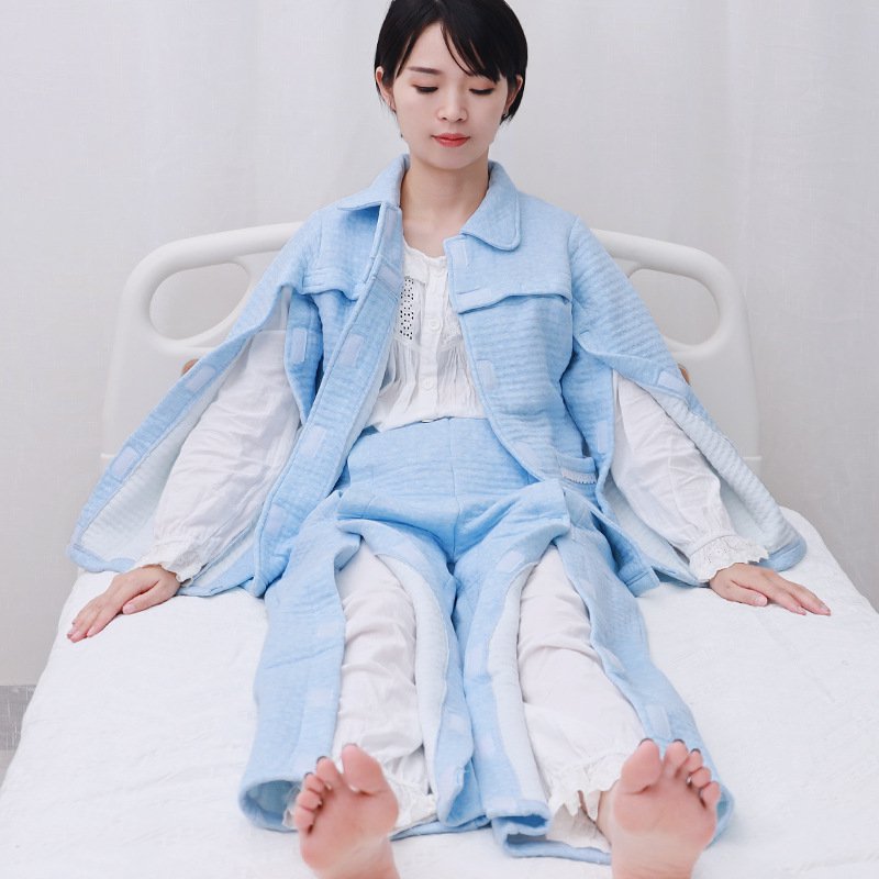 Winter Velcro Warm Sick Gown Easy To Put On Take Off For Bedridden Fractures Postoperative Patients