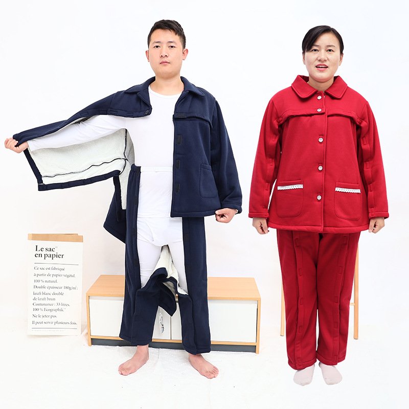 Winter Sick Gown Velvet/Thick Cotton Easy To Wear/Take Off Clothes For Fracture Surgery Paralysis Winter Sick Gown Velvet/Thick Cotton Easy To Wear/Take Off Clothes For Fracture Surgery Paralysis