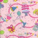 BIRTHDAY PARTY, FUN!! ON PINK COTTON RIB KNIT