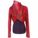 Long-Sleeve Red Snakeskin Leather Bolero Fashion Jacket For Evening Dresses