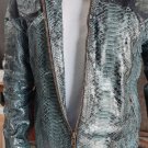 Gray Python Snakeskin Leather Jacket Combine with Stingray Skin on Shoulder