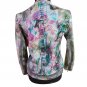 Python Snakeskin Leather Jacket Women V Neck Abstract Floral Painting