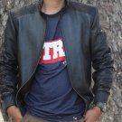 Men's Bomber Leather Jacket, Genuine Black Python Snakeskin