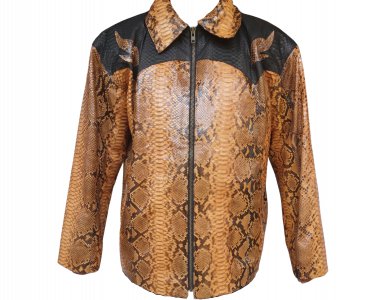 Light Brown Python Snakeskin Cowboy Leather Jacket