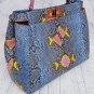 Blue Python Snakeskin Leather Shoulder Handbags For Women & Mother's Gift