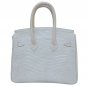 Cream Lizard Skin Satchel Purse Gold Hardware For Women Size 30