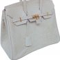 Cream Lizard Skin Satchel Purse Gold Hardware For Women Size 30