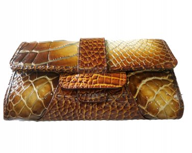 Genuine Crocodile Leather Wristlet Shoulder Wallet Purse for Women