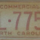 NOS 1987 North Carolina license plate BL 7758   new old stock
