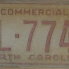NOS 1987 North Carolina license plate BL 7741   new old stock