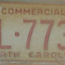 NOS 1987 North Carolina license plate BL 7736   new old stock