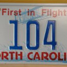 NOS 1985 North Carolina license plate 104   new old stock