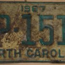 1967 North Carolina license plate NP 1510