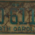 1967 North Carolina license plate DD 6117