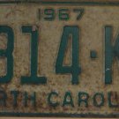1967 North Carolina license plate 6314 KX