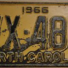 1966 North Carolina license plate VX 482