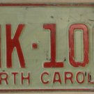 1970 North Carolina license plate HK 100