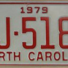 NOS 1979 North Carolina license plate BJ 5183 new old stock