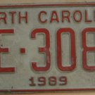1989 North Carolina license plate ME 3089