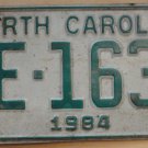 1984 North Carolina license plate ME 1638
