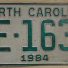 1984 North Carolina license plate ME 1636