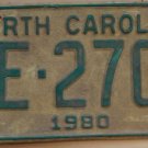 1980 North Carolina license plate ME 2708