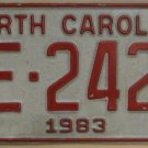 1983 North Carolina license plate ME 2421