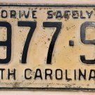 1958 North Carolina passenger truck license plate 4977 SJ