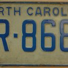 1972 North Carolina license plate LR 8688