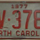 1977 North Carolina license plate CV 3786
