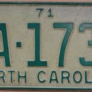 1971 North Carolina license plate DA 1736