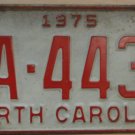 1975 North Carolina license plate CA 4431