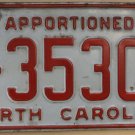 1993 North Carolina apportioned truck license plate L 35305